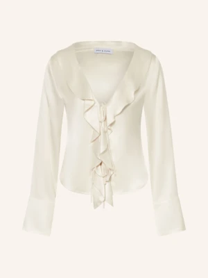 Mrs & Hugs Bluzka Satynowa Z Wolantami beige