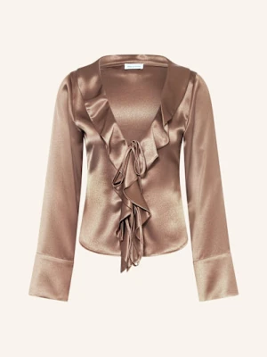 Mrs & Hugs Bluzka Satynowa Z Wolantami braun