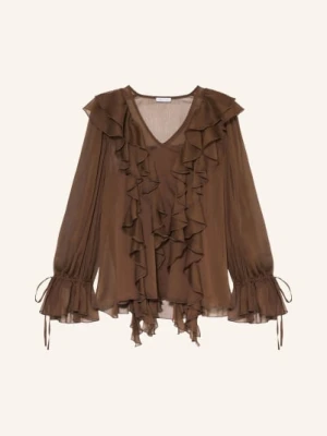 Mrs & Hugs Bluzka Z Falbanami braun