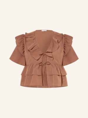 Mrs & Hugs Bluzka Z Falbanami braun