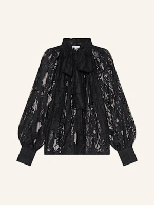 Mrs & Hugs Bluzka Z Wiązaniem Pod Szyją Z Dziurkowanej Koronki schwarz