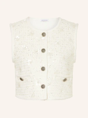 Mrs & Hugs Kamizelka Z Tweedu Z Cekinami I Błyszczącą Przędzą weiss