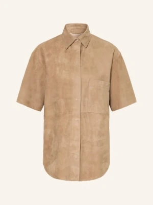 Mrs & Hugs Koszulowa Bluzka Ze Skóry beige