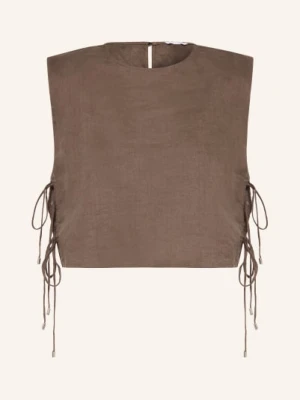 Mrs & Hugs Krótka Koszulka Z Lnu beige