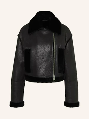 Mrs & Hugs Krótka Kurtka Skórzana schwarz