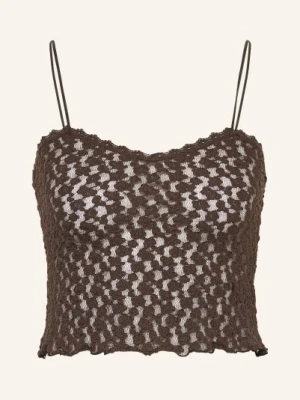 Mrs & Hugs Krótki Sweter Z Dzianiny braun