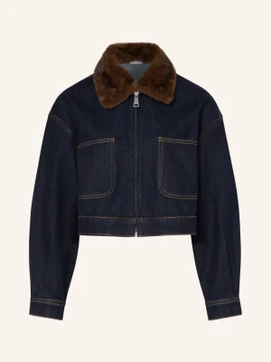 Mrs & Hugs Kurtka Dżinsowa Z Odpinanym Kołnierzem Ze Sztucznego Futra blau RAW DENIM