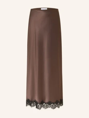 Mrs & Hugs Satynowa Spódnica Z Koronką braun