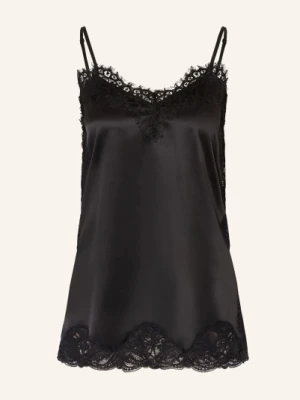 Mrs & Hugs Satynowy Top Z Koronką schwarz