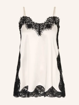 Mrs & Hugs Satynowy Top Z Koronką weiss