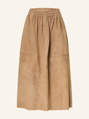 Mrs & Hugs Skórzana Spódnica beige