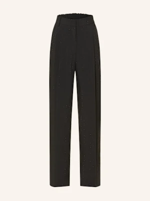 Mrs & Hugs Spodnie Marlene Z Kamieniami Ozdobnymi schwarz