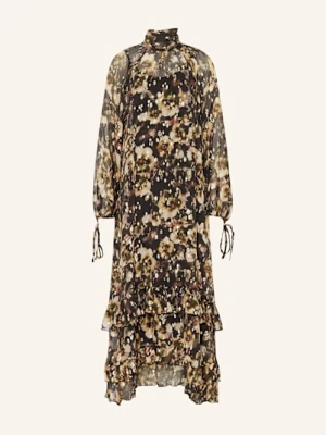 Mrs & Hugs Sukienka Jedwabna Z Wolantami I Błyszczącą Przędzą braun