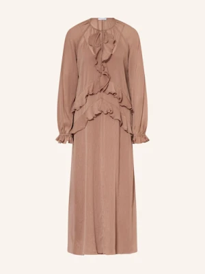 Mrs & Hugs Sukienka Muślinowa Z Wolantami beige