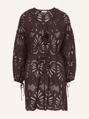 Mrs & Hugs Sukienka Plażowa Z Koronki Ażurowej braun