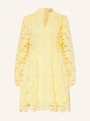 Mrs & Hugs Sukienka Z Dziurkowanej Koronki gelb