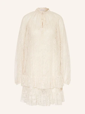 Mrs & Hugs Sukienka Z Koronki, Z Cekinami I Wolantami beige