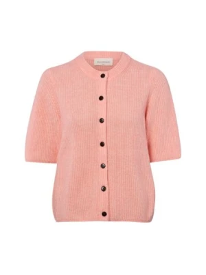 Msch Copenhagen Damski kardigan z krótkim rękawem i zawartością alpaki - MSCHJinie Hope Kobiety różowy wypukły wzór tkaniny, XS/S