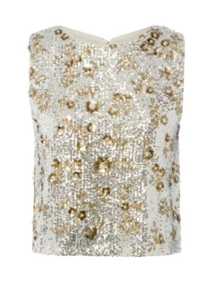 Msch Copenhagen Damski top z cekinami - MSCHMagnolia Kobiety srebrny|złoty wzorzysty,