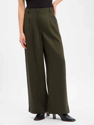 Msch Copenhagen Damskie spodnie materiałowe - MSCHEsterika Kobiety Lyocell zielony jednolity,