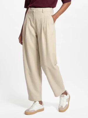 Msch Copenhagen Damskie spodnie plisowane - MSCHEsteriane Kobiety Sztuczne włókno beżowy,