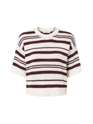 Msch Copenhagen Sweter damski - MSCHHannalie Kobiety Bawełna brązowy|biały w paski, XS/S