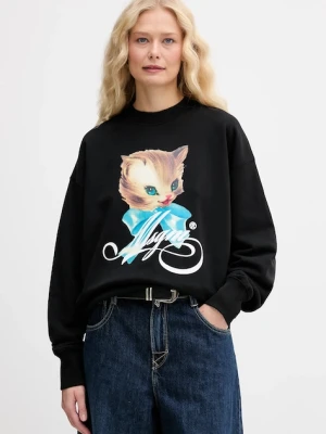 MSGM bluza bawełniana damska kolor czarny z nadrukiem 3941MDM113SE.257749