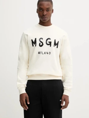 MSGM bluza bawełniana męska kolor beżowy z nadrukiem 2000MM513.300001
