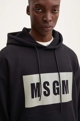 MSGM bluza bawełniana męska kolor czarny z kapturem z nadrukiem 3740MM525.247799