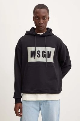 MSGM bluza bawełniana męska kolor czarny z kapturem z nadrukiem 3740MM525.247799