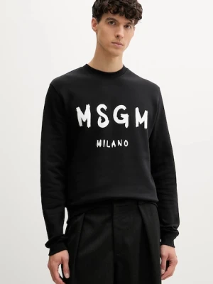MSGM bluza bawełniana męska kolor czarny z nadrukiem 2000MM513.300001