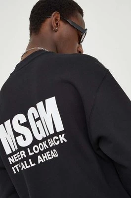 MSGM bluza bawełniana męska kolor czarny z nadrukiem