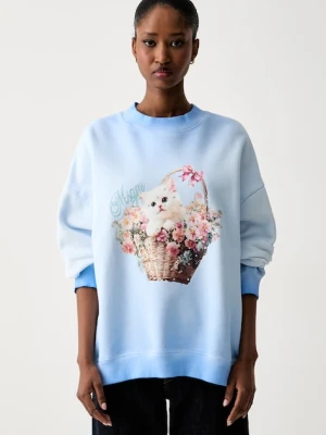 MSGM bluza damska bawełniana niebieski
