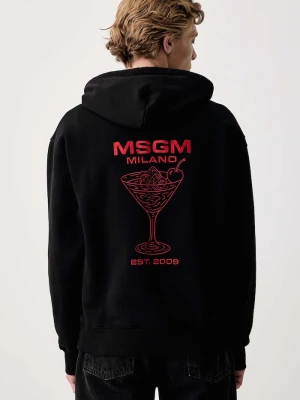 MSGM bluza z kapturem męska bawełniana czarny