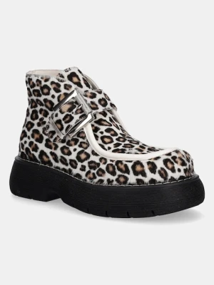 MSGM botki zamszowe damskie kolor beżowy na płaskim obcasie 3941MDS857 936