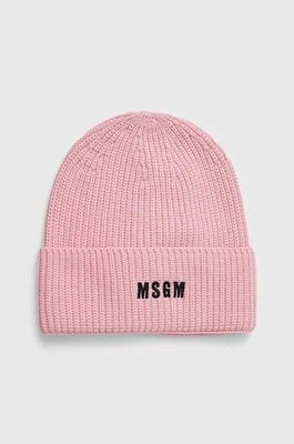 MSGM czapka wełniana kolor różowy z grubej dzianiny wełniana 3740ML02.247575