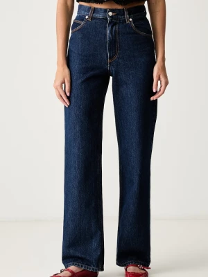 MSGM jeansy regularne damskie granatowy