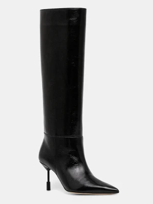 MSGM kozaki skórzane damskie kolor czarny na szpilce 3941MDS954 818
