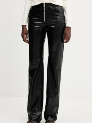 MSGM spodnie damskie kolor czarny proste high waist 3941MDP11.257616