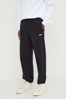 MSGM spodnie dresowe bawełniane kolor czarny gładkie