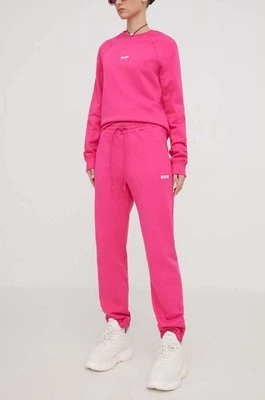 MSGM spodnie dresowe bawełniane kolor różowy gładkie