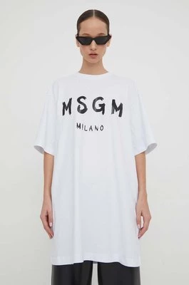 MSGM sukienka bawełniana kolor biały mini oversize