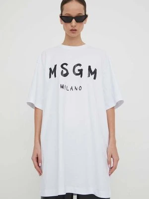 MSGM sukienka bawełniana kolor biały mini oversize