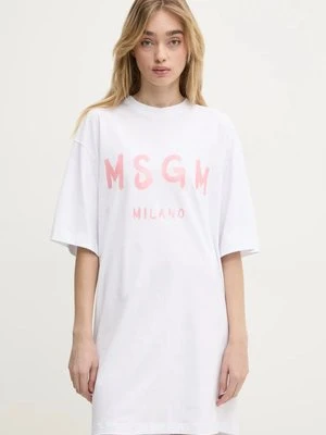 MSGM sukienka bawełniana kolor biały mini prosta 3841MDA510.257002