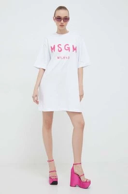 MSGM sukienka bawełniana kolor biały mini prosta