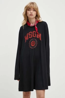 MSGM sukienka bawełniana kolor czarny mini oversize 3741MDA78.247798