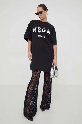 MSGM sukienka bawełniana kolor czarny mini oversize