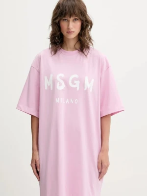 MSGM sukienka bawełniana kolor różowy mini oversize 3941MDA510.257798
