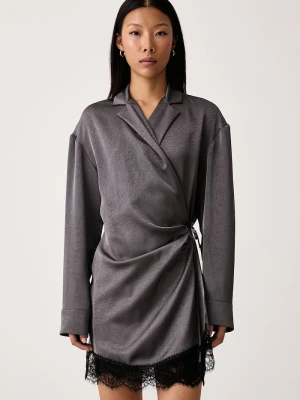 MSGM sukienka kopertowa szary