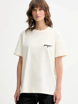 MSGM t-shirt bawełniany damski kolor beżowy 2000MDM540.200002